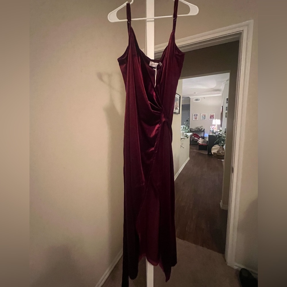 Petal and Pup Maroon Wrap Dress